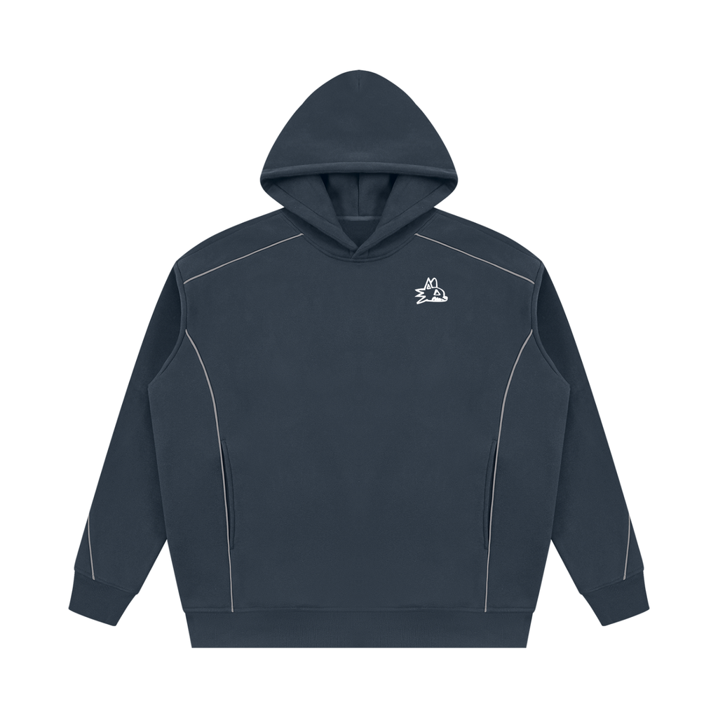 Unisex Oversized Piping Fleece Hoodie