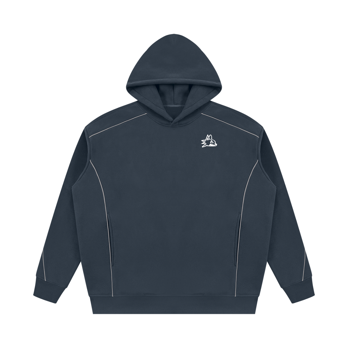 Unisex Oversized Piping Fleece Hoodie