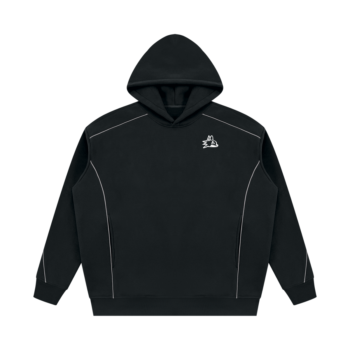 Unisex Oversized Piping Fleece Hoodie