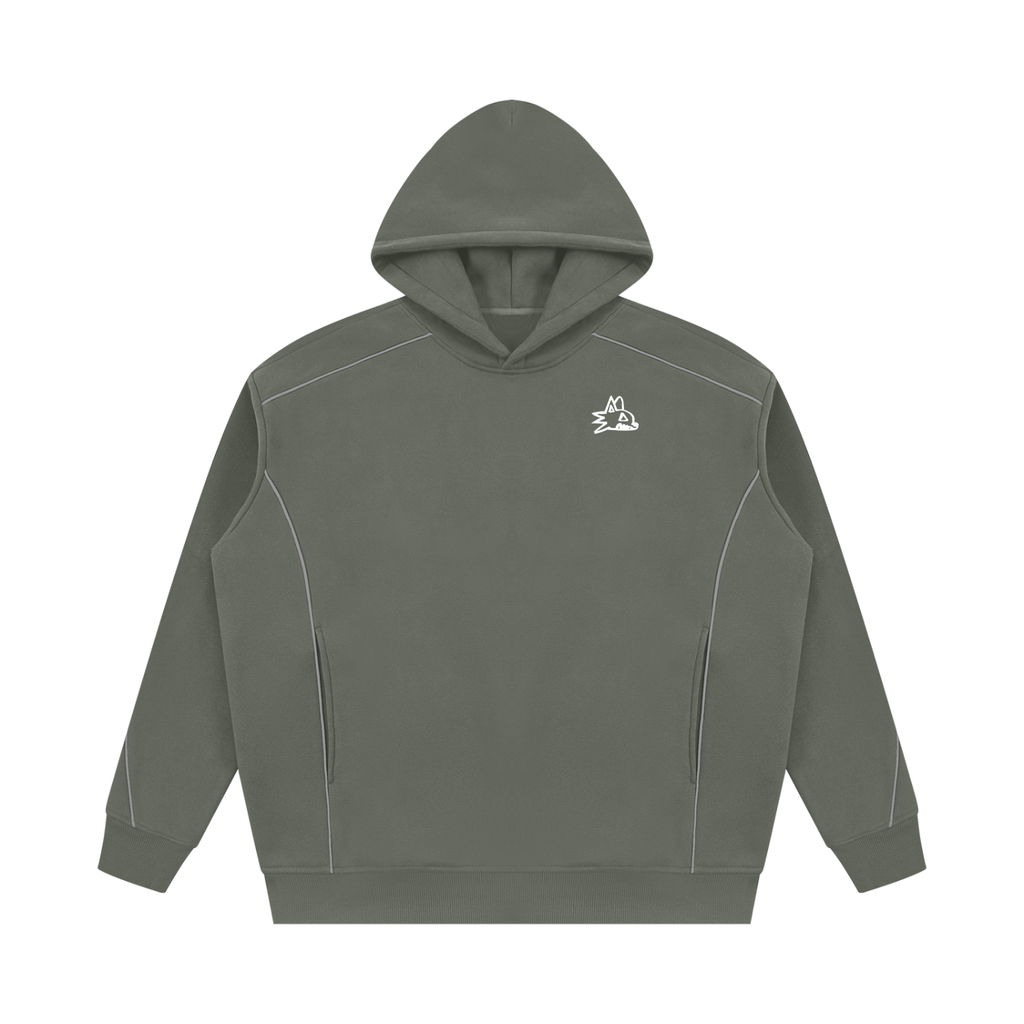 Unisex Oversized Piping Fleece Hoodie