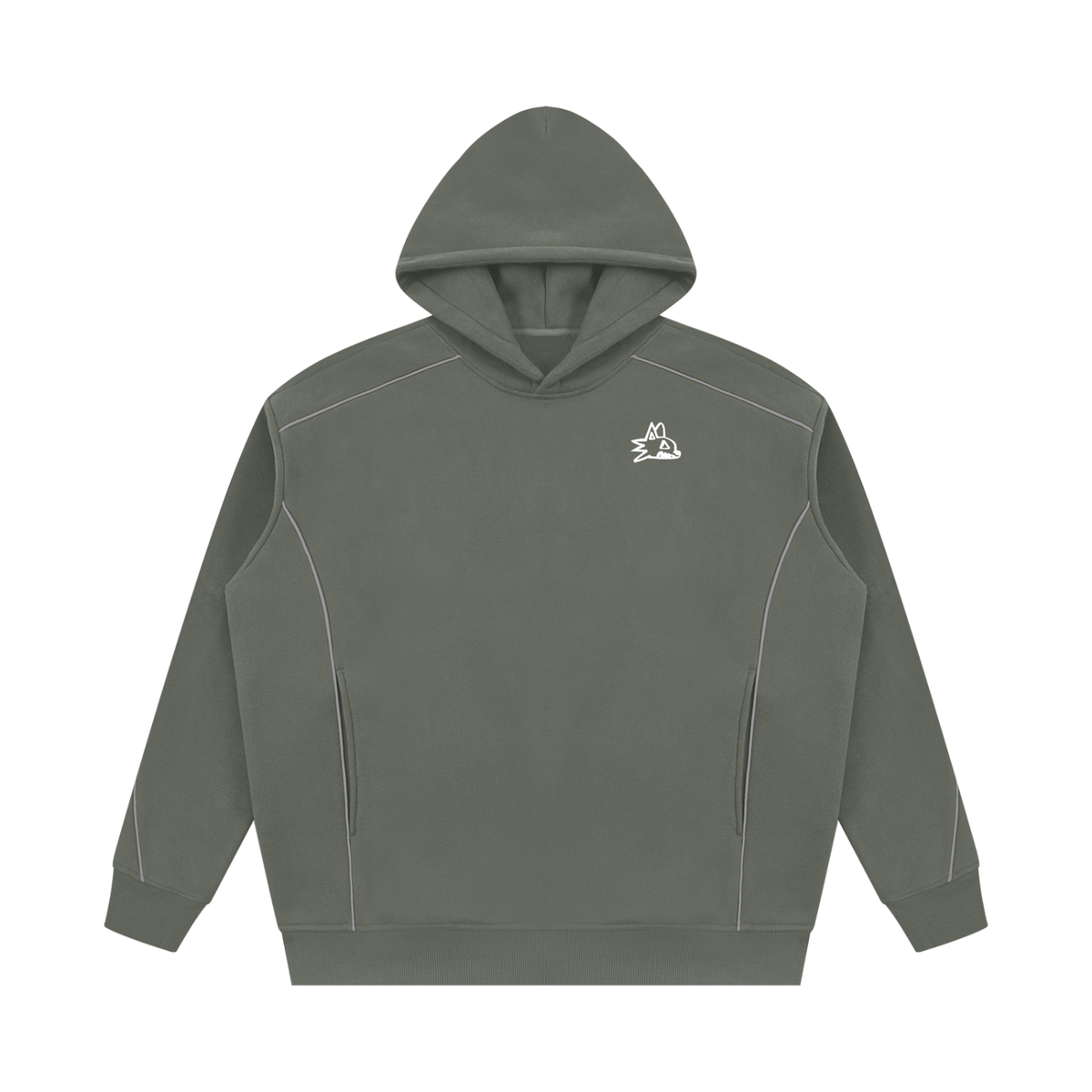 Unisex Oversized Piping Fleece Hoodie